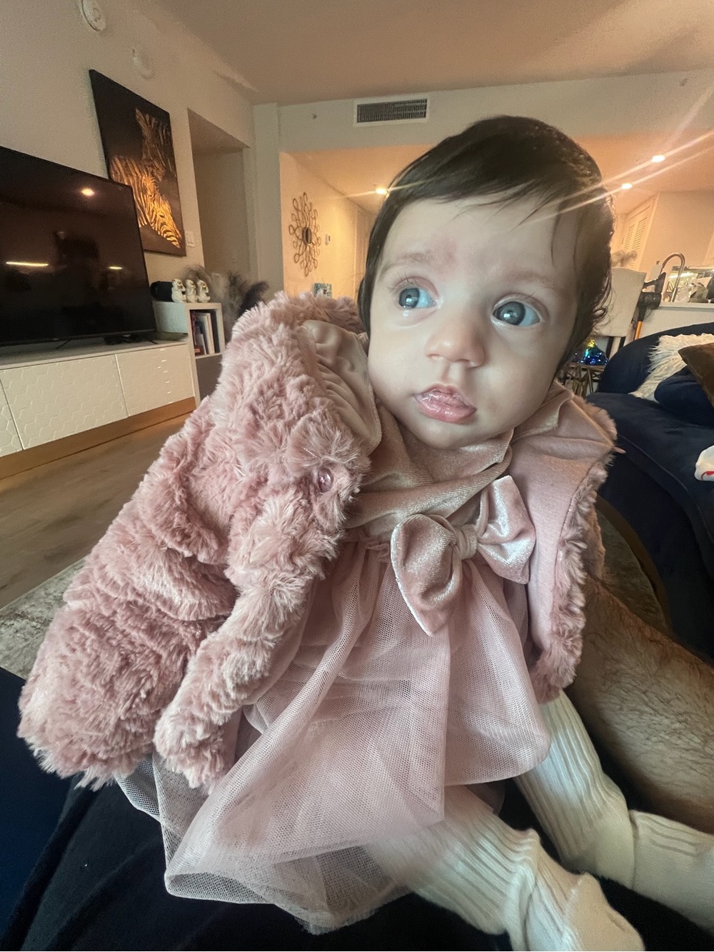 Pink Baby Faux Fur Coat with Tulle Dress - worn 1X